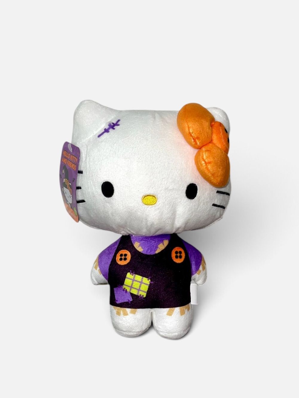 Hello Kitty Plush - White with Orange Bow and Purple Outfit (Halloween Style)